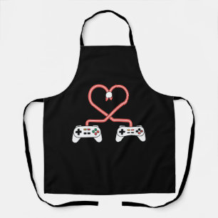 Video Gamer Valentines Day With Controllers Heart Apron