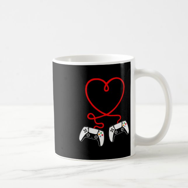 Video Gamer Valentines Day With Controllers Heart  Coffee Mug (Right)