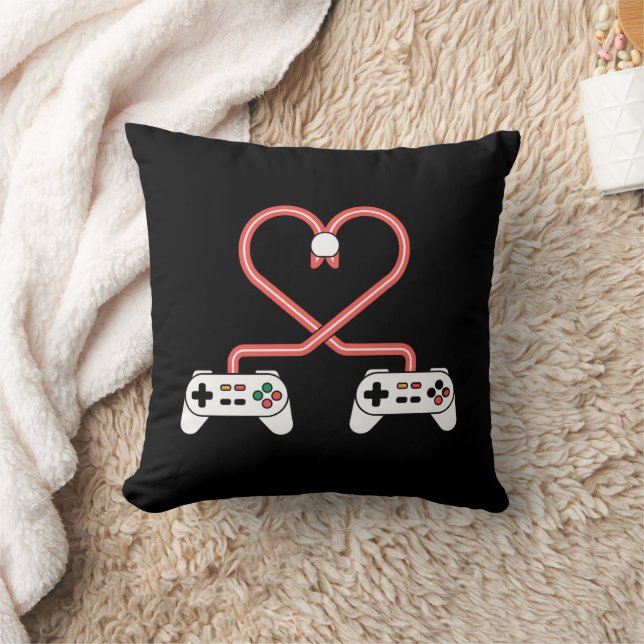 Video Gamer Valentines Day With Controllers Heart  Cushion (Blanket)