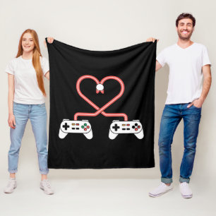 Video Gamer Valentines Day With Controllers Heart Fleece Blanket