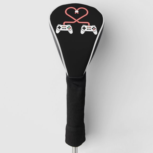 Video Gamer Valentines Day With Controllers Heart  Golf Head Cover (Front)