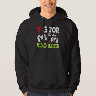 Video Gamer Valentines Day With Controllers Heart Hoodie