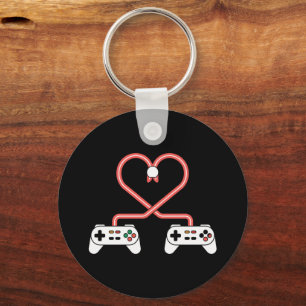 Video Gamer Valentines Day With Controllers Heart Key Ring