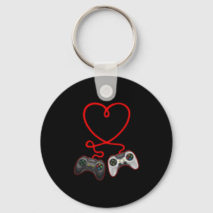 Video Gamer Valentines Day With Controllers Heart Key Ring