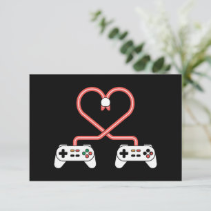 Video Gamer Valentines Day With Controllers Heart  Thank You Card