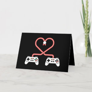 Video Gamer Valentines Day With Controllers Heart  Thank You Card