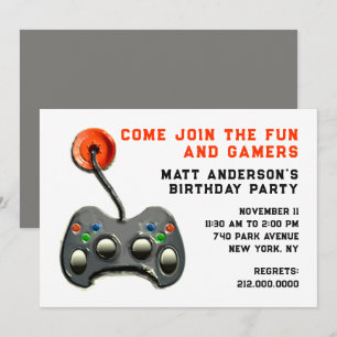Video Gamers Birthday Party Invitation
