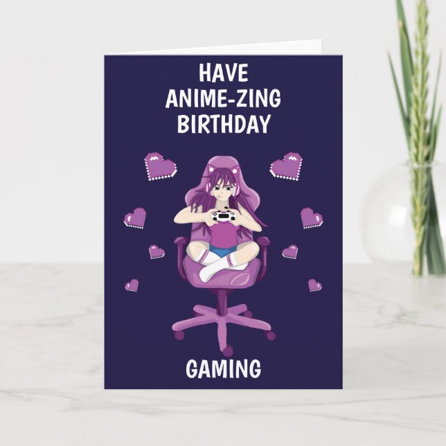 Video Games And Anime Manga Birthday Card (Front)