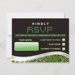 VIDEO GAMES Bar Bat Mitzvah Invitation Reply Card