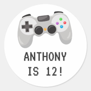 Video Games Birthday Party Classic Round Sticker