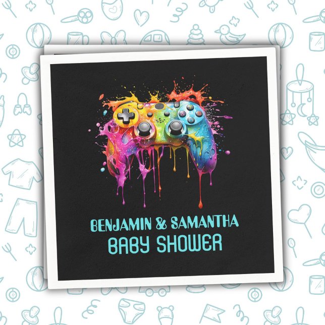 Video Games Blue Boy Baby Shower Napkin (Creator Uploaded)