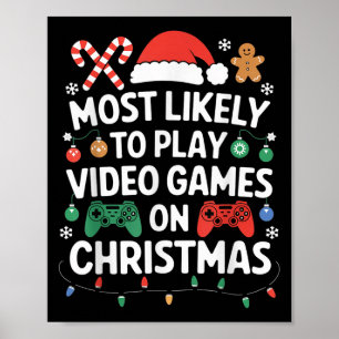 Video Games Christmas Gaming Controller Boys Kids Poster