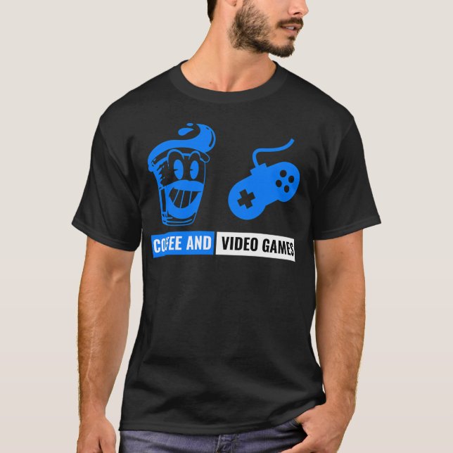 Video Games  Coffee Retro Cartoon T-Shirt (Front)