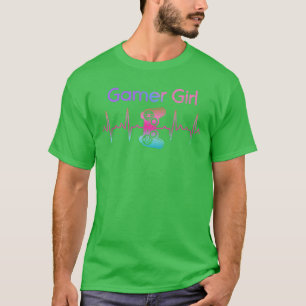 Video Games Gamer Girl Women Heartbeat Gift Gaming T-Shirt