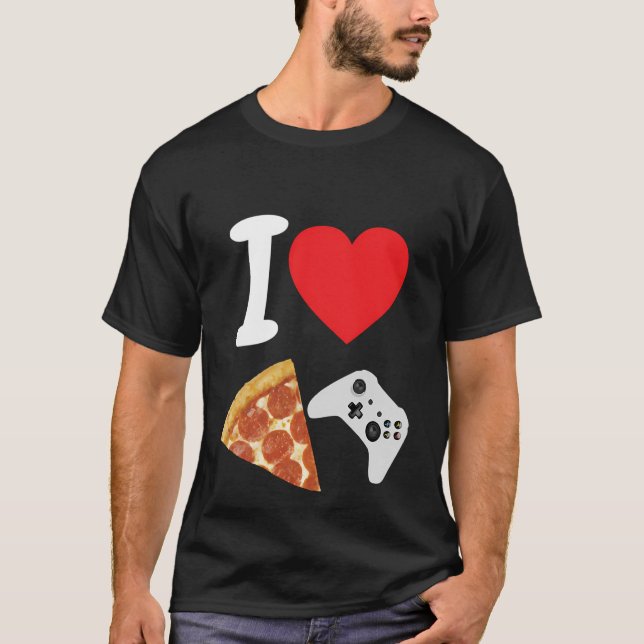 Video Games Gamer Love Pizza Cheese Slice Controll T-Shirt (Front)