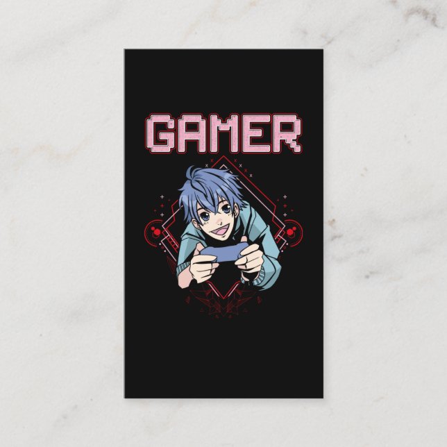 Video Games Kid Anime Cool Console Gaming Business Card (Front)