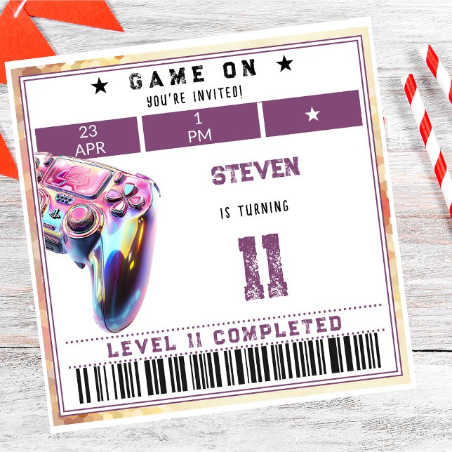 Video games kids birthday napkin (Creator Uploaded)