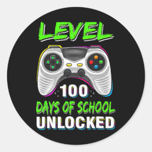 Video Games Level 100 Days Of School Unlocked Stud Classic Round Sticker