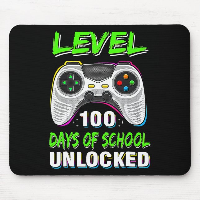 Video Games Level 100 Days Of School Unlocked Stud Mouse Mat (Front)