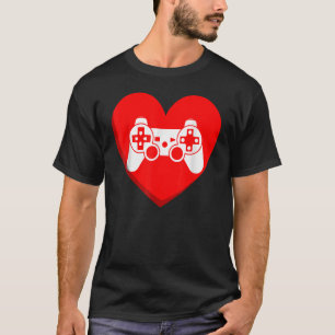 Video Games Love Heart Controller Gamer Mens Boys T-Shirt