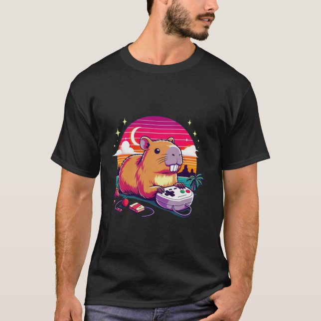 Video Games Lover Capybara Funny Video Games Capyb T-Shirt (Front)