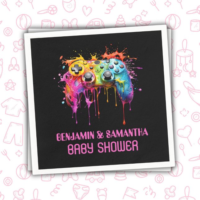 Video Games Pink Girl Baby Shower Napkin (Creator Uploaded)