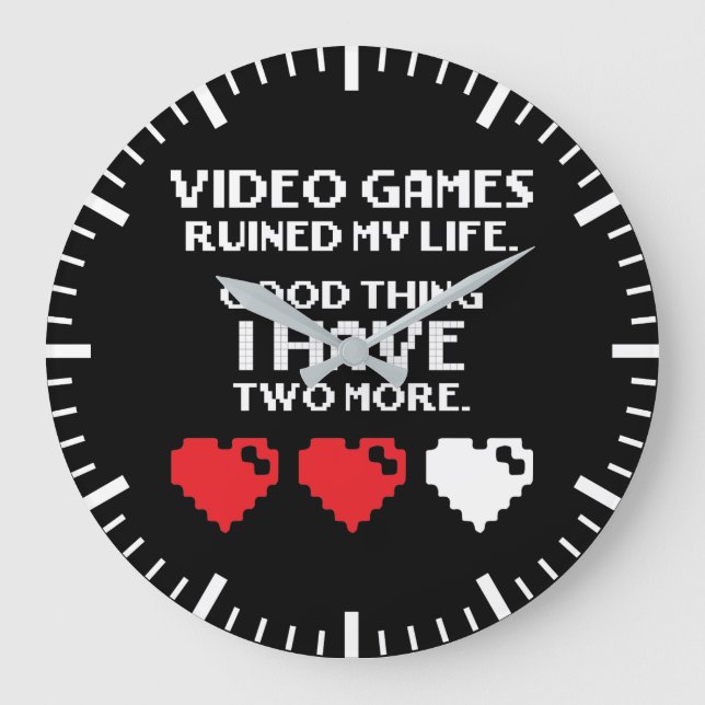 Video Games Ruined My Life, Funny Gamer, Gaming Large Clock (Front)