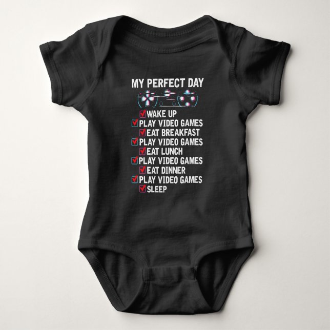 Video Gaming Kid Console Nerd Humour Baby Bodysuit (Front)