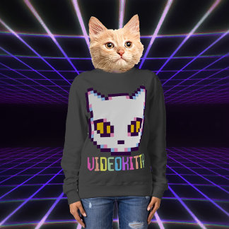 VIDEO KITTY CAT PIXEL ART SWEATSHIRT