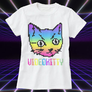 VIDEO KITTY CAT PIXEL ART T-SHIRT