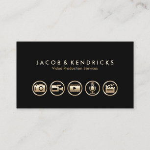Video Production Services Gold Icons Business Card