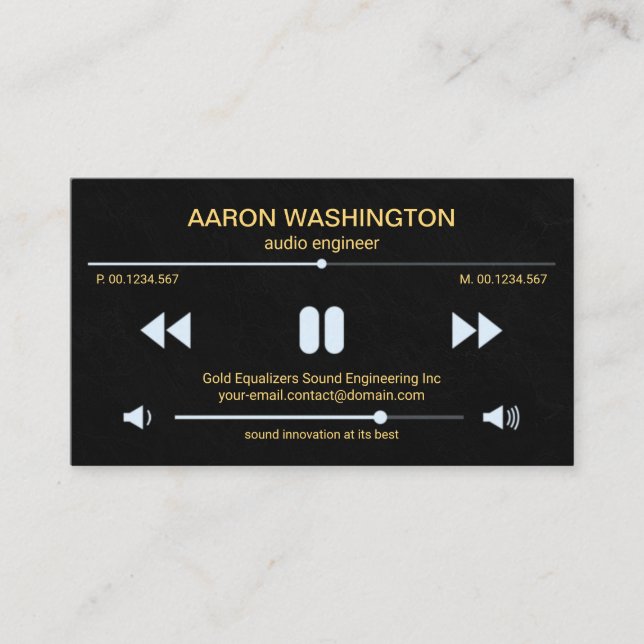 Video Sound Display Black Granite Audio Engineer Business Card (Front)