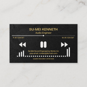 Video Sound Display Black Grunge Sound Engineer Business Card