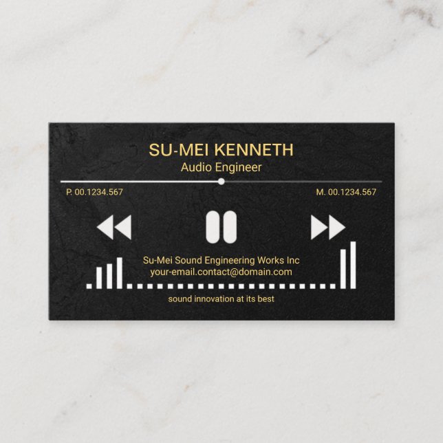 Video Sound Display Black Grunge Sound Engineer Business Card (Front)