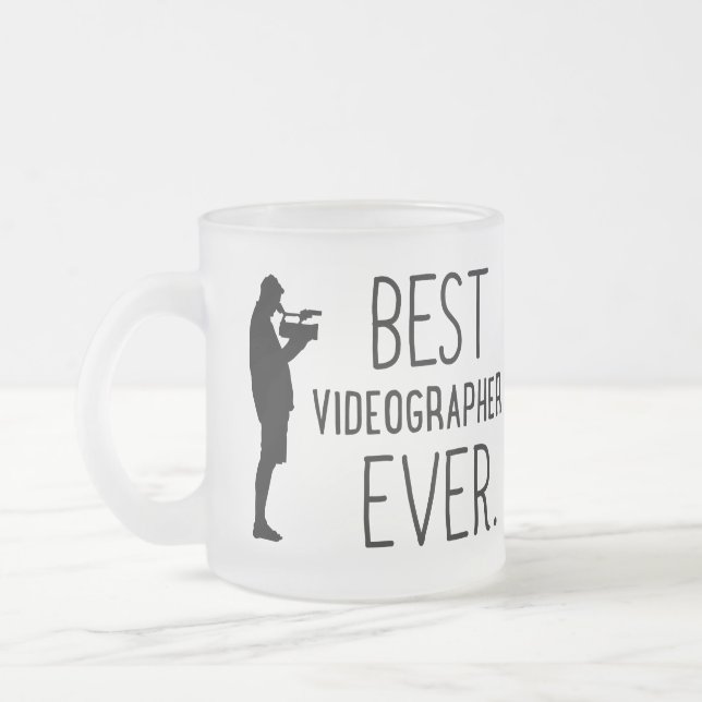 Video Specialist photography gift for Videographer Frosted Glass Coffee Mug (Left)