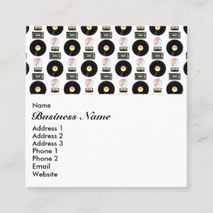 Video tape Vinyl LP pattern Square Business Card