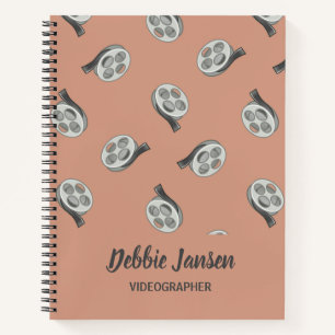 Video tapes grey pattern beige notebook