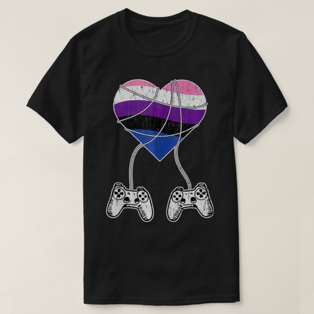 VideoGame Controller Genderfluid Pride Gaming LGBT T-Shirt (Design Front)