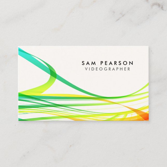 Videographer Colourful Abstract Flowing Streamers Business Card (Front)