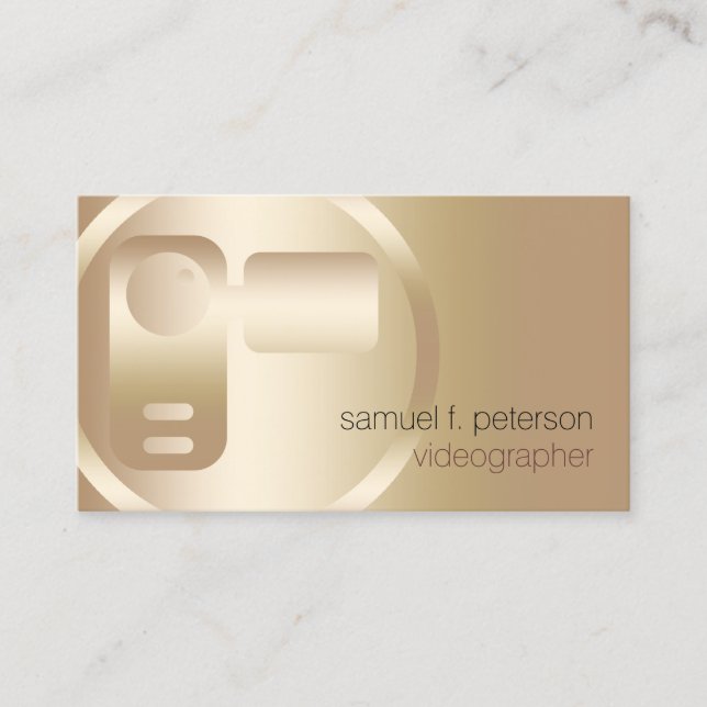 Videographer Elegant Gold Video Strip Icon Business Card (Front)