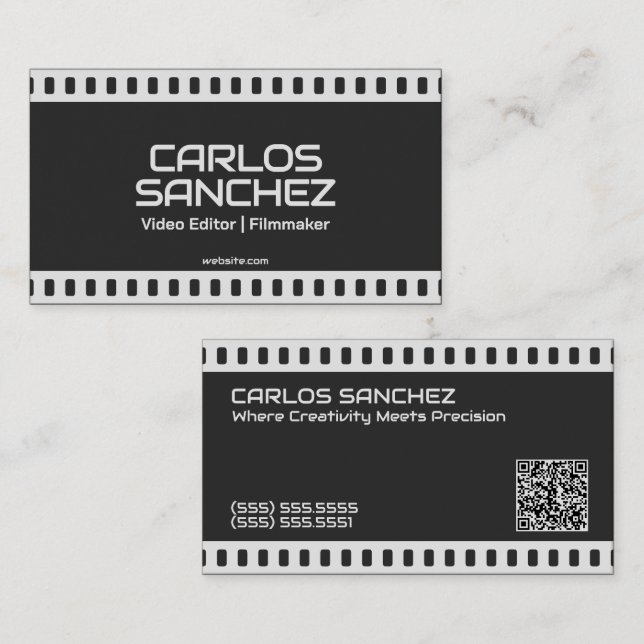 🎞️ Videographer Filmmaker Custom QR Calling Card (Front/Back)