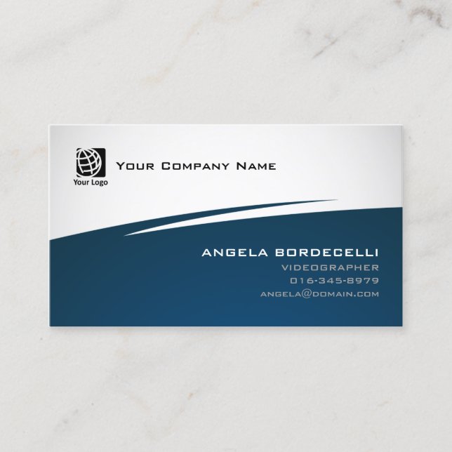 Videographer Visual ArtsMedia Abstract Blue ZigZag Business Card (Front)