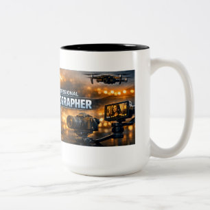 Videographer with action Two-Tone coffee mug