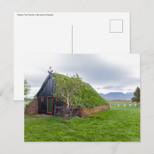 Vidimyri Turf Church in the north of Iceland Postcard