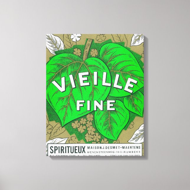 Vieille Fine Wine LabelEurope Canvas Print (Front)