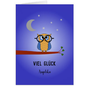 Viel gluck good luck personalised academic owl
