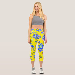 Viele abstrakte Kunstwellen Capri Leggings