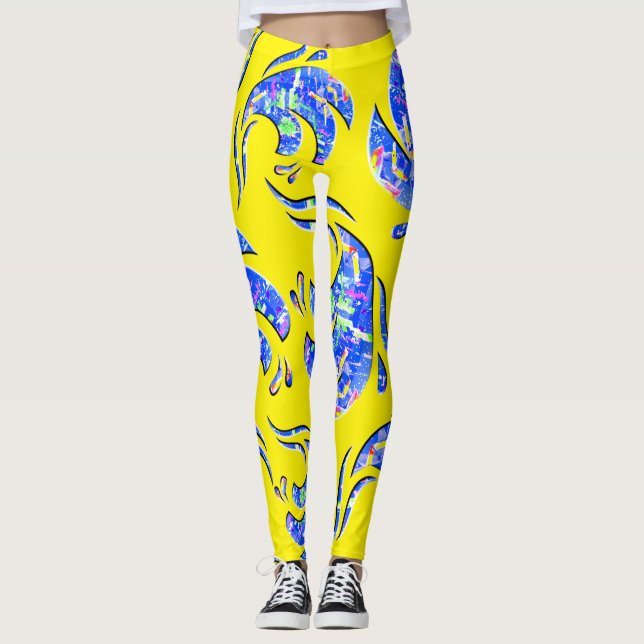 Viele abstrakte Kunstwellen  Leggings (Front)