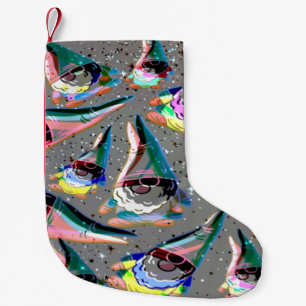 Viele bunte Weihnachts Gnome als Relief Small Christmas Stocking