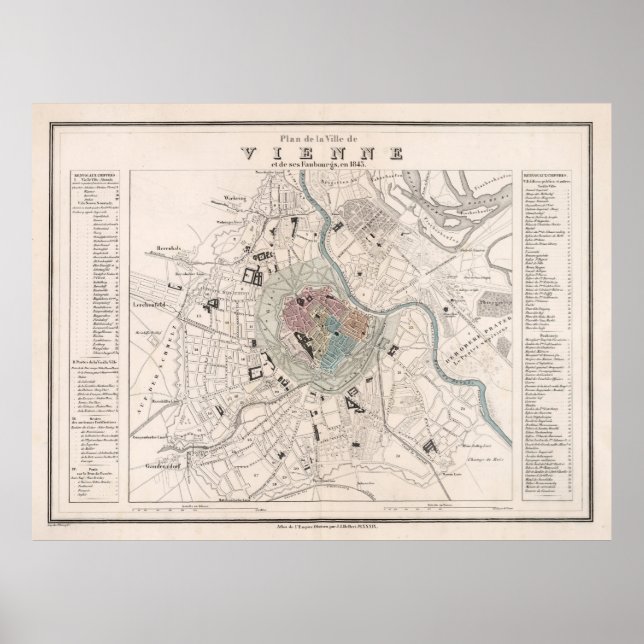 Vienna Austria Antique Map (1906) Vintage Wein  Poster (Front)